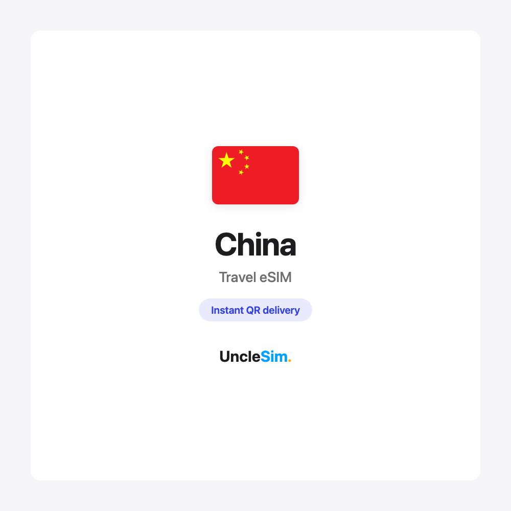 China travel eSIM cover card by UncleSim