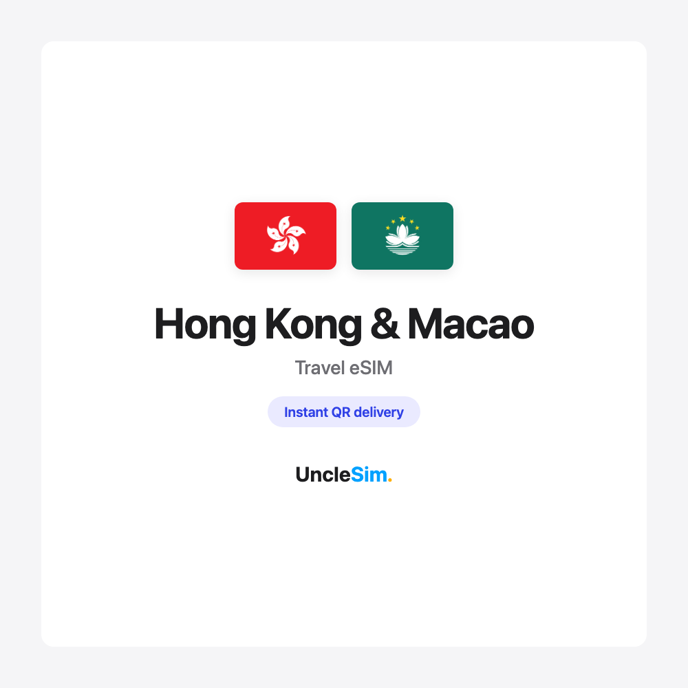 Hong Kong & Macao travel eSIM cover card by UncleSim