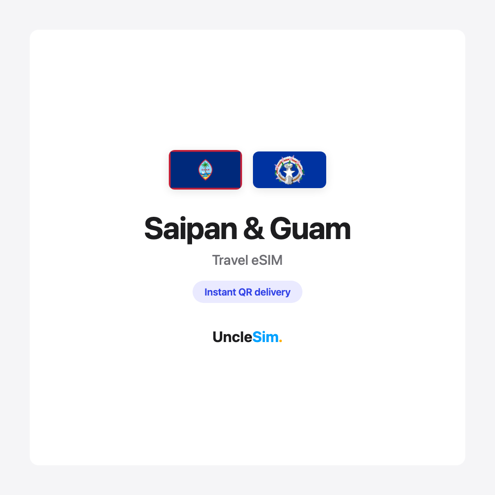 Saipan & Guam travel eSIM cover card by UncleSim