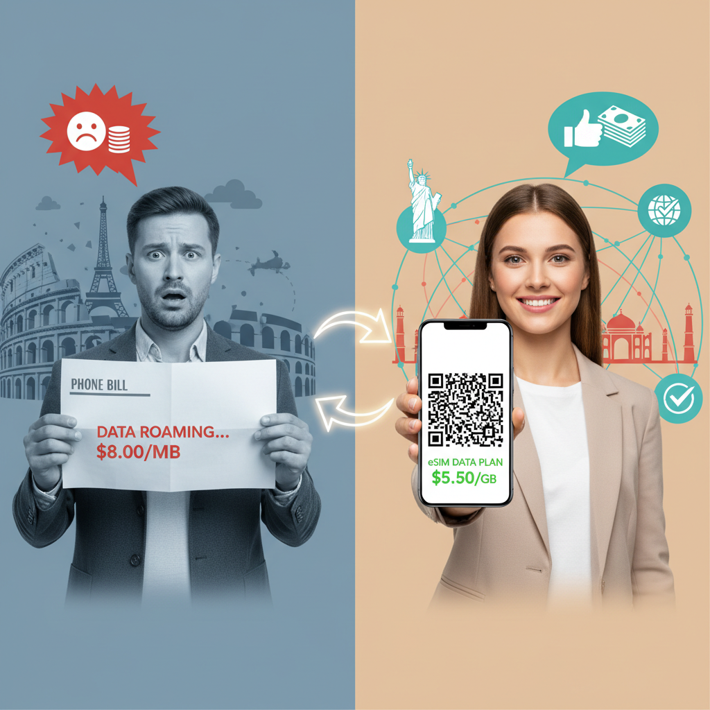Did you know? Traditional roaming can cost up to $8 per MB, but eSIMs slash that down to just $5.50 per GB! 🌍