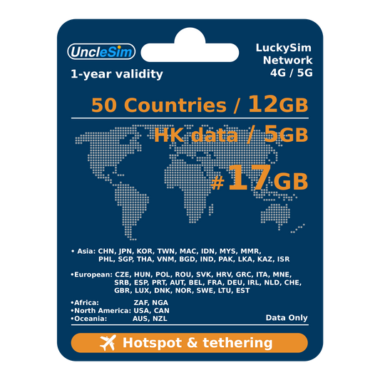 Worldwide prepaid eSIM 50 countries roaming data instant activation