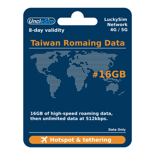 8 Days | Taiwan Roaming Data 16GB-∞
