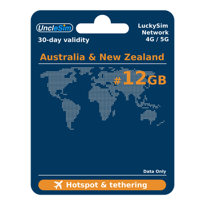 30 Days | AU+NZ Roaming Data 12GB