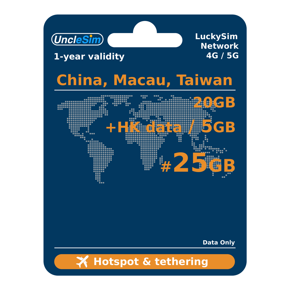Greater China prepaid eSIM 20GB roaming data instant activation