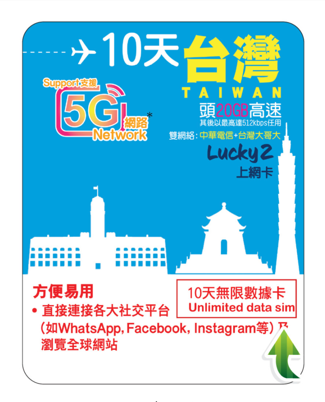 10 Days | Taiwan Roaming Data 20GB-∞