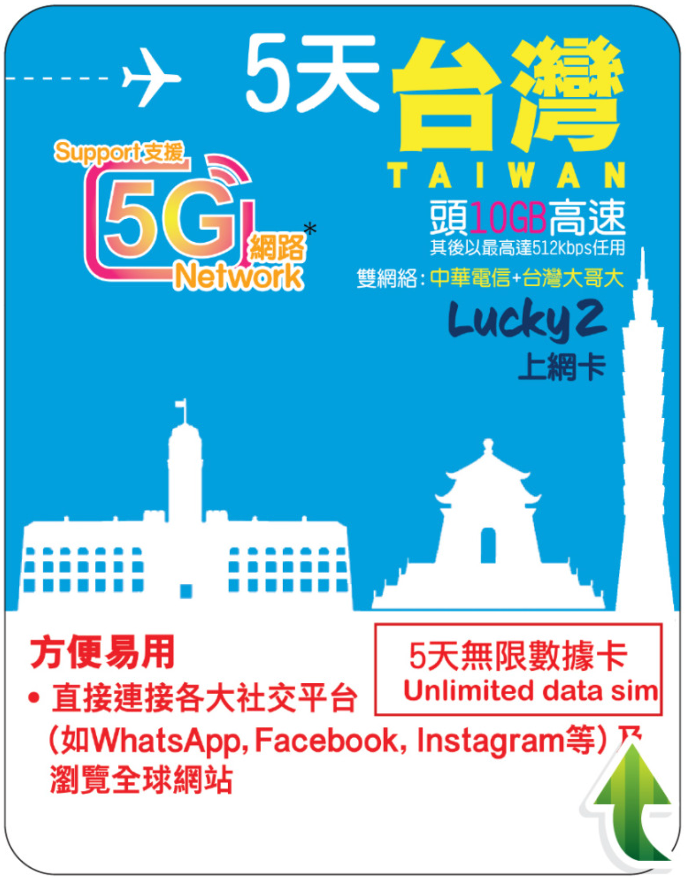 5天 | 台灣 漫遊數據 10GB-∞