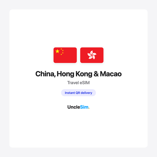 China, Hong Kong & Macao travel eSIM cover card by UncleSim