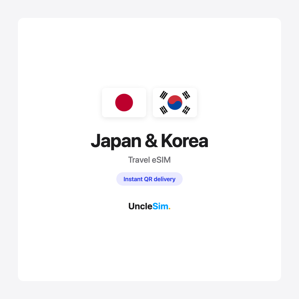 Japan & Korea travel eSIM cover card by UncleSim