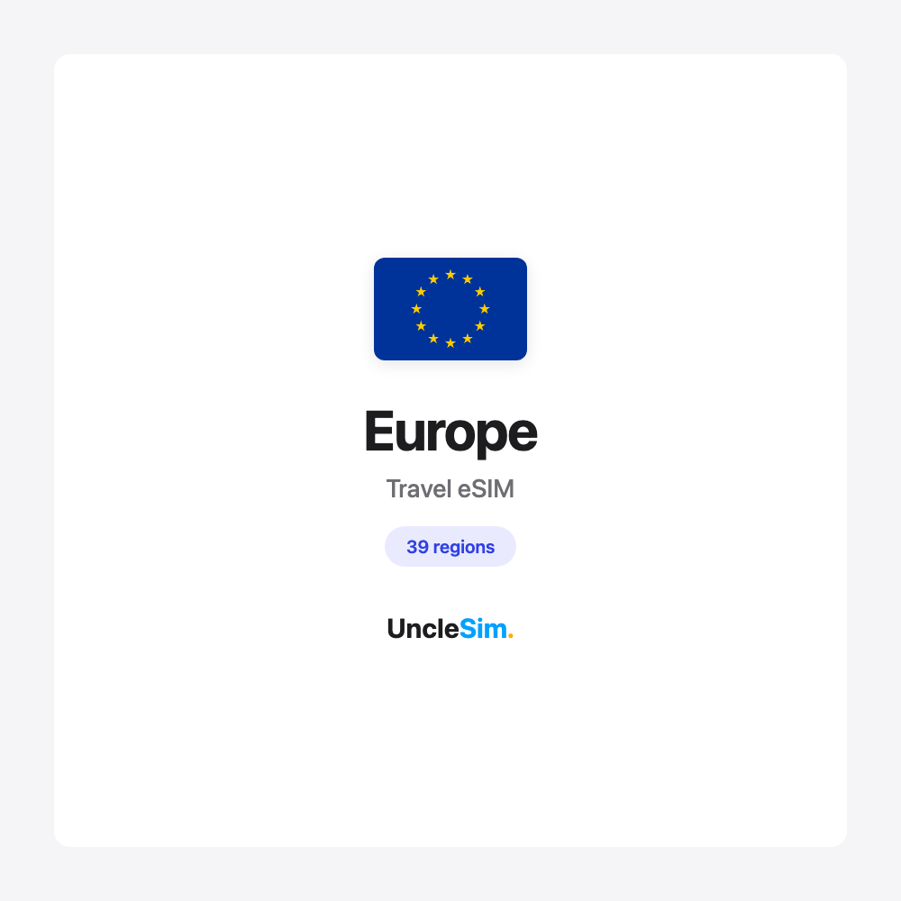 Europe travel eSIM cover card by UncleSim