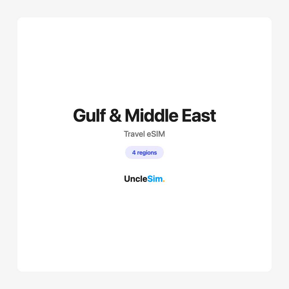 Gulf & Middle East travel eSIM cover card by UncleSim