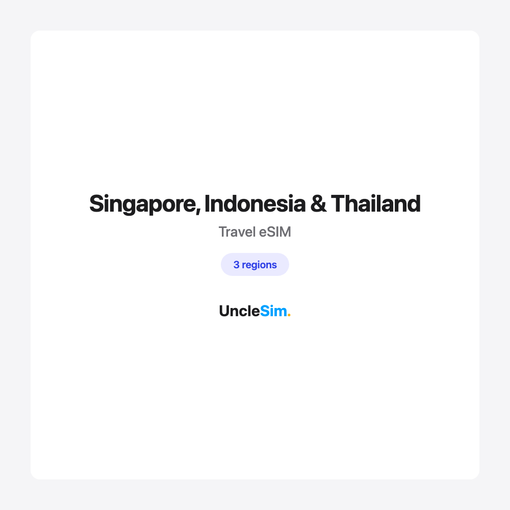 Singapore, Indonesia & Thailand travel eSIM cover card by UncleSim