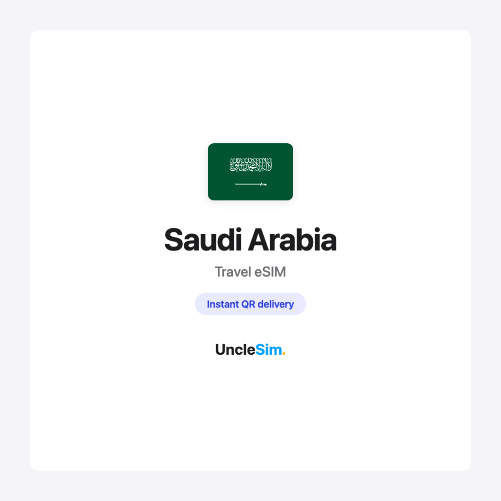 Saudi Arabia travel eSIM cover card by UncleSim