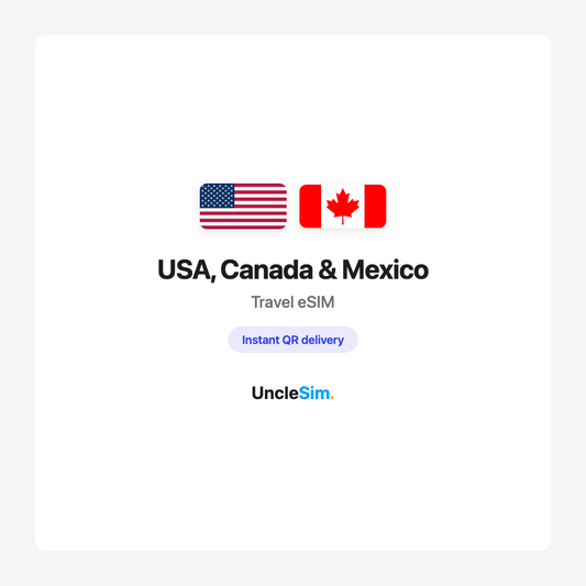 USA, Canada & Mexico travel eSIM cover card by UncleSim
